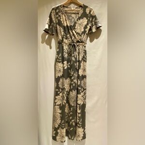 DownEast Floral Faux-Wrap Maxi Dress, size S